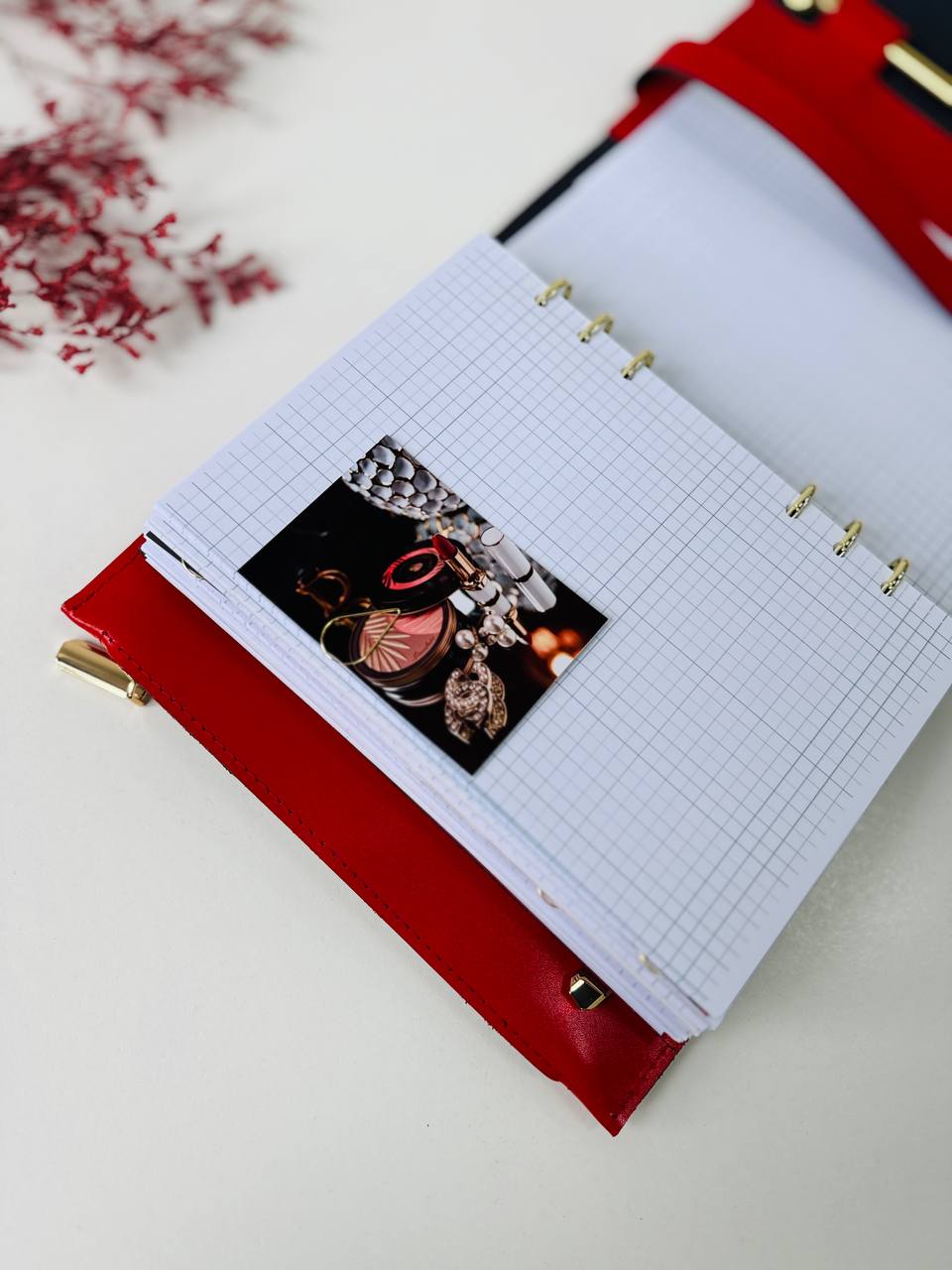 Red & Black Genuine Leather Gift Set. Red and black leather notebook cover A5 with leather pencil case- perfect gift 2026.