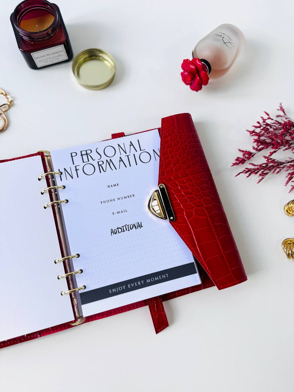 Red leather notebook cover A5,  just for documents A5 format.