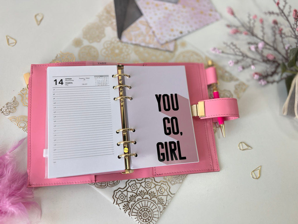 A6 NEW SIZE leather double planner cover binder 6 rings binder, dated planner, leather planner, gift for her, medium size planner. Dated 2026.