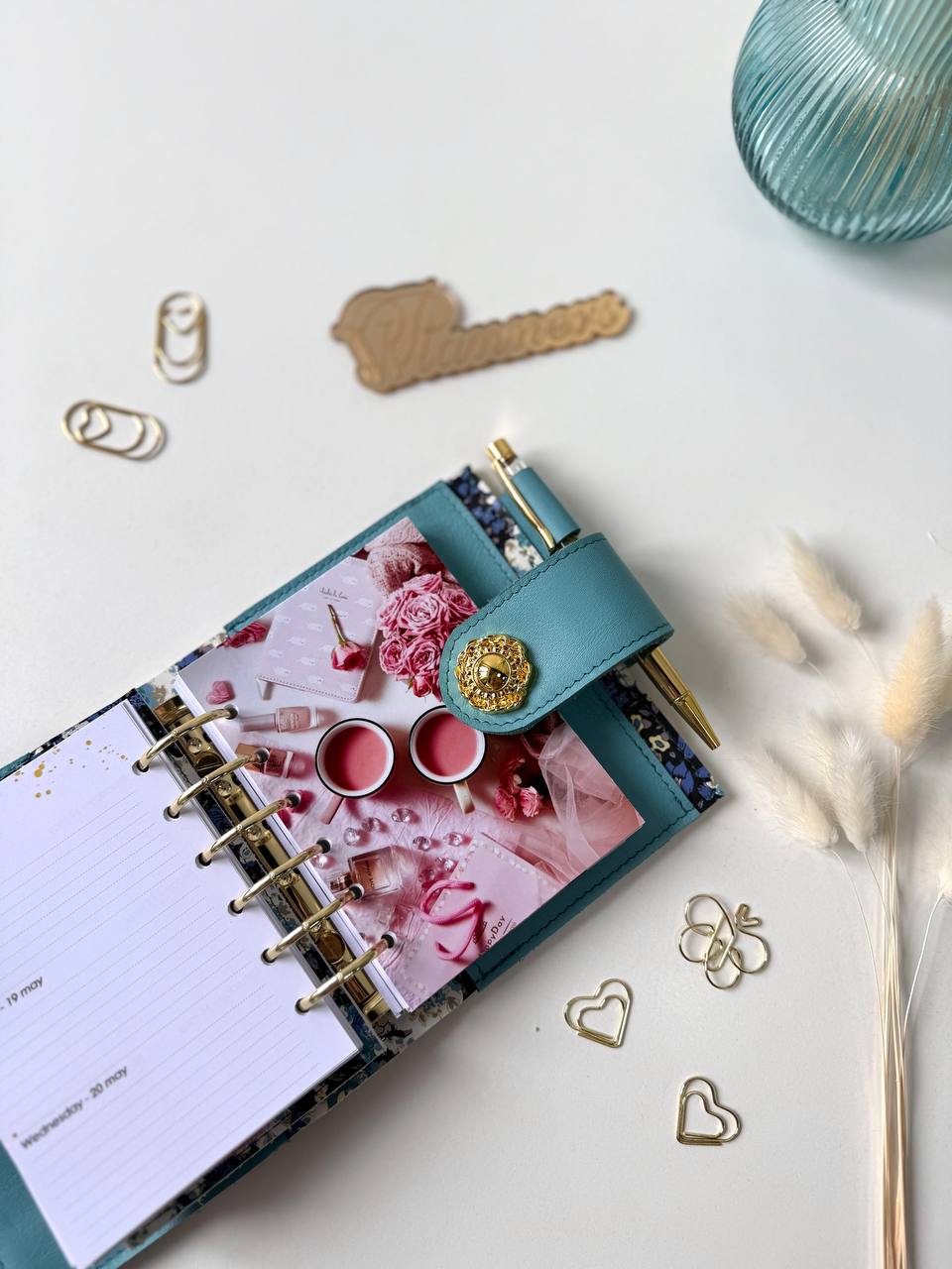 Leather wallet notebook cover mini A7 dated week 2026 big binder.