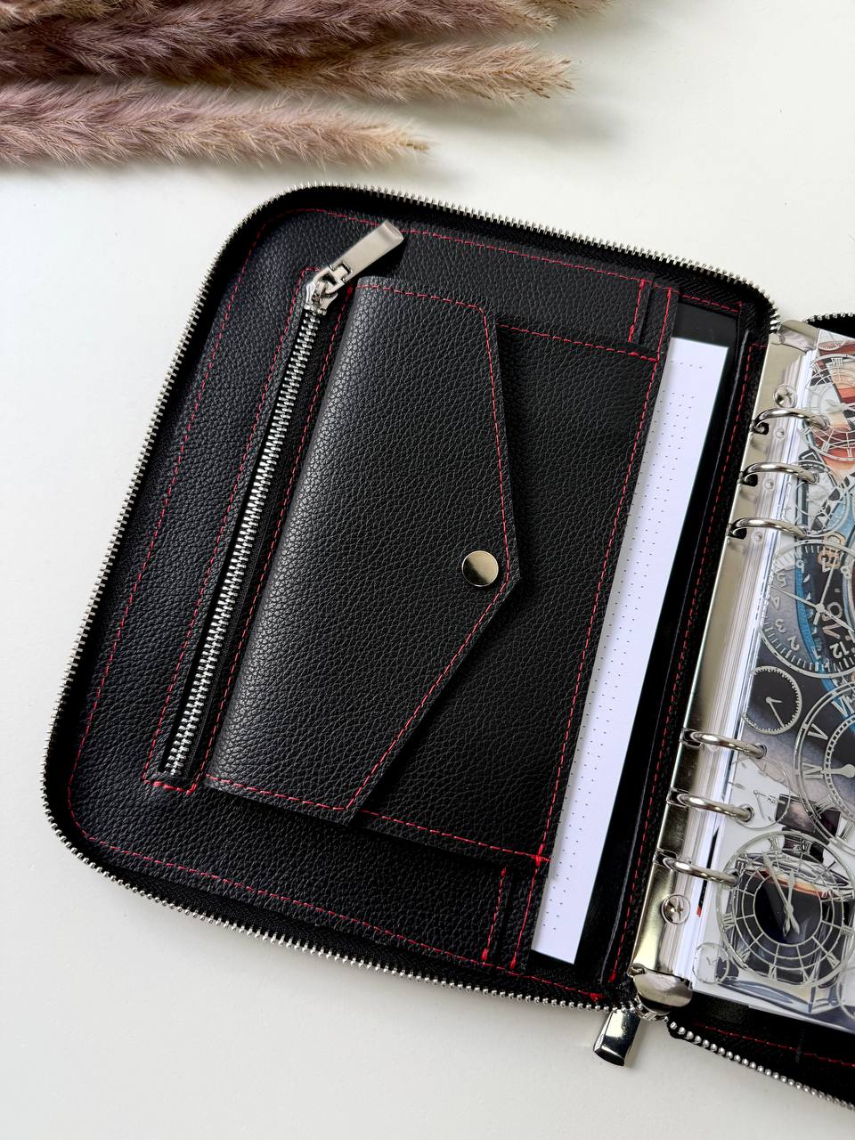 Leather zipper notebook. Natural Leather Planner A5, Ringbuch a5, Leather template, A5 ring binder,Binder a5,Leather wallet template,Binder