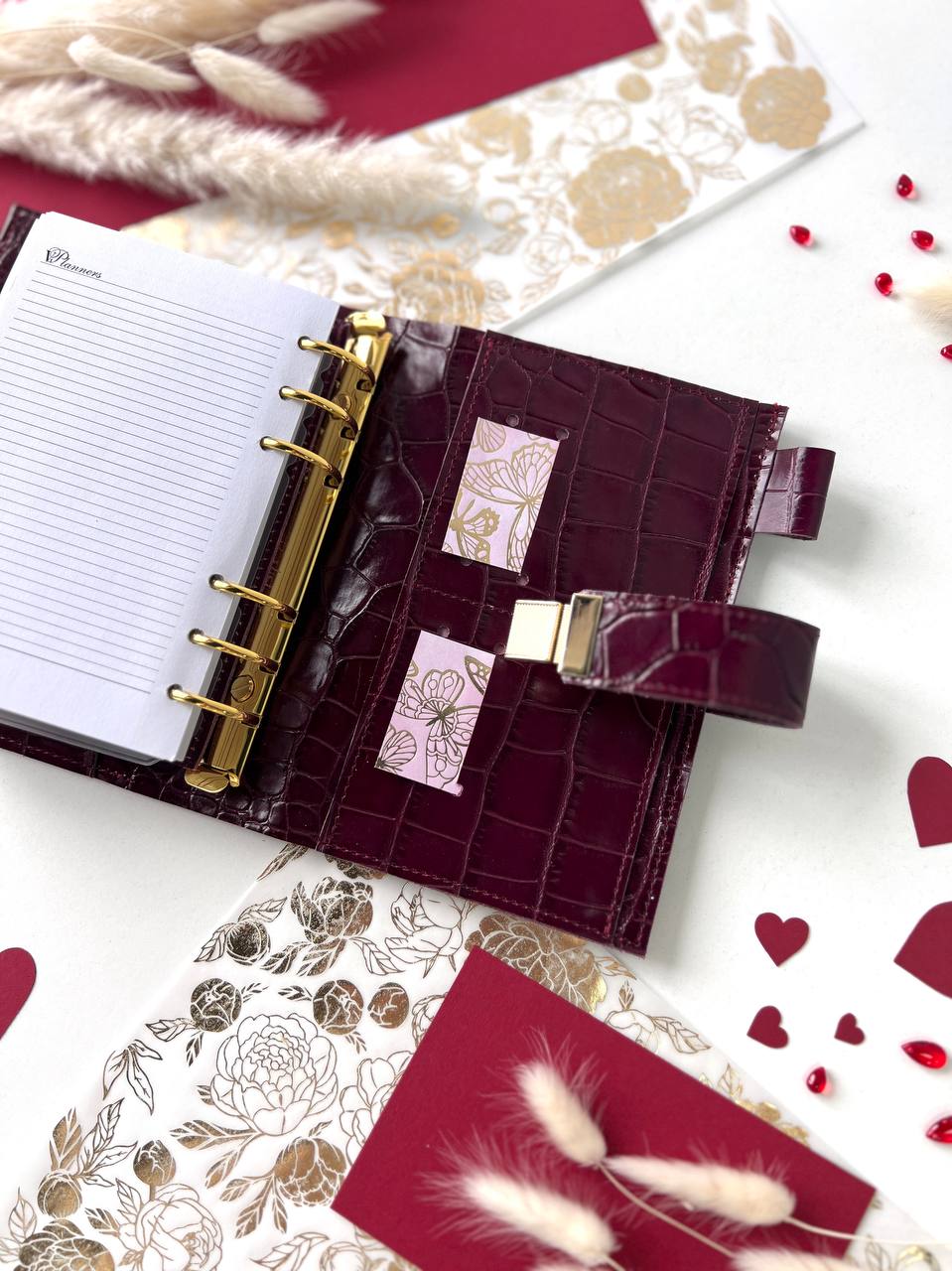 A6 NEW SIZE leather double planner cover binder 6 rings binder, dated planner, leather planner, gift for her, medium size planner.