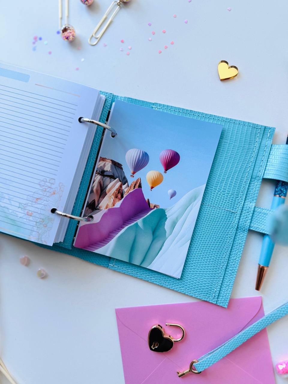 Sky-Blue Italian Leather Planner A7 🦋 Organize Your Life with Style!